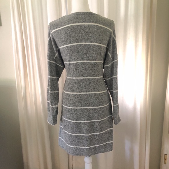 { Topshop } Fleece Tie Waist Striped Dress - Picture 5 of 8